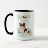 Papillon Watercolor Personalized Dog Mok (Links)