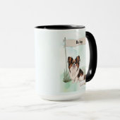 Papillon Waterverf Gepersonaliseerde Hond Mok (Voorkant rechts)
