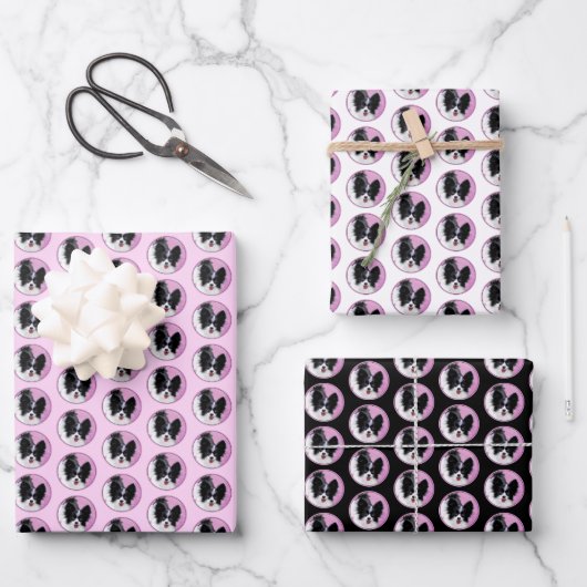 Papillon (White and Black) Painting - Dog Art Inpakpapier Vel (Voorkant)