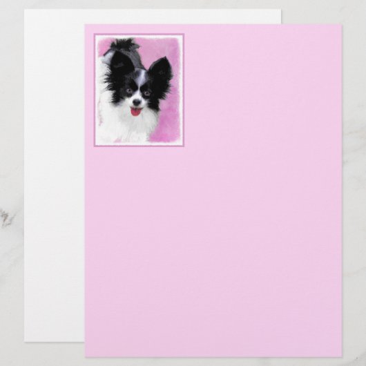 Papillon (wit en zwart) schilderen - Dog Art (Voorkant / Achterkant)