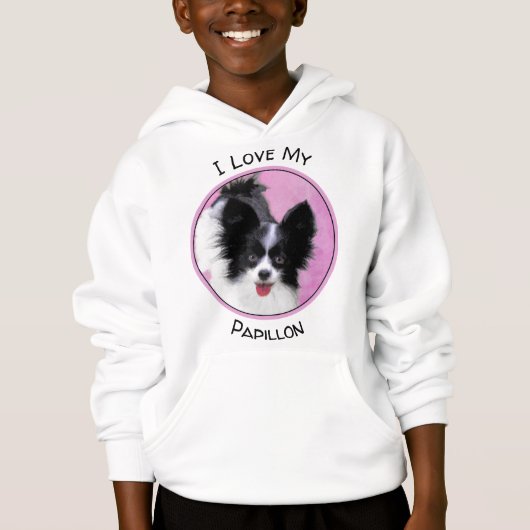 Papillon (wit en zwart) schilderen - Dog Art (Voorkant)