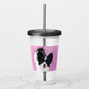 Papillon (wit en zwart) schilderen - Dog Art Acryl Drinkbeker