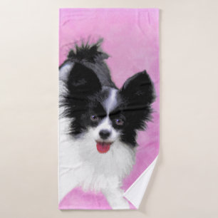Papillon (wit en zwart) schilderen - Dog Art Bad Handdoek