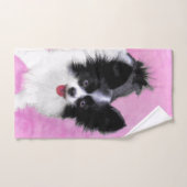 Papillon (wit en zwart) schilderen - Dog Art Bad Handdoek (Handdoek)