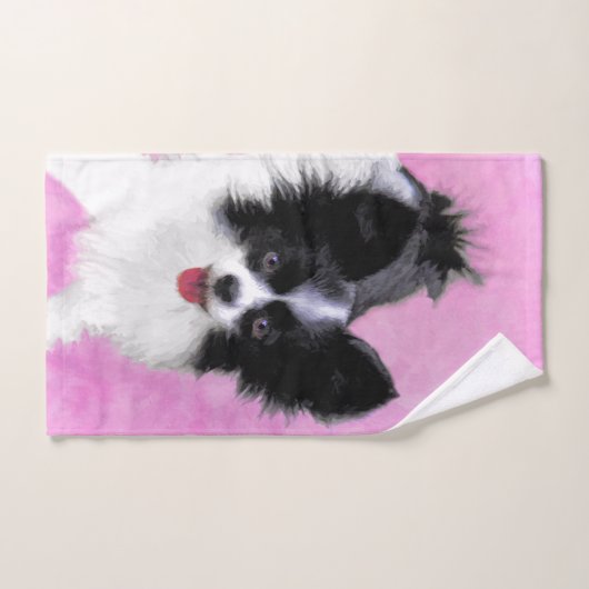 Papillon (wit en zwart) schilderen - Dog Art Bad Handdoek (Handdoek)