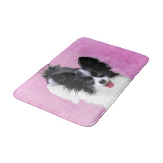 Papillon (wit en zwart) schilderen - Dog Art Badmat (Gekanteld)