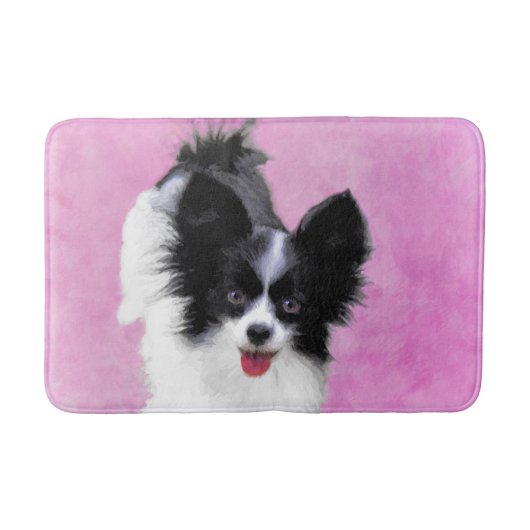 Papillon (wit en zwart) schilderen - Dog Art Badmat (Voorkant)