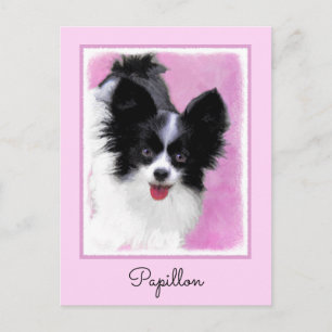 Papillon (wit en zwart) schilderen - Dog Art Briefkaart