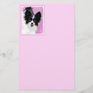 Papillon (wit en zwart) schilderen - Dog Art Briefpapier