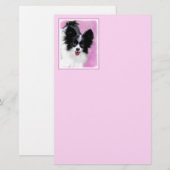 Papillon (wit en zwart) schilderen - Dog Art Briefpapier (Voorkant / Achterkant)