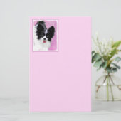 Papillon (wit en zwart) schilderen - Dog Art Briefpapier (Staand voorkant)