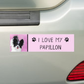 Papillon (wit en zwart) schilderen - Dog Art Bumpersticker (Op auto)