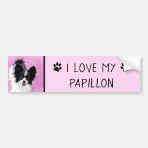 Papillon (wit en zwart) schilderen - Dog Art Bumpersticker
