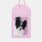 Papillon (wit en zwart) schilderen - Dog Art Cadeaulabel (Achterkant)