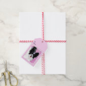 Papillon (wit en zwart) schilderen - Dog Art Cadeaulabel (Met Touw)