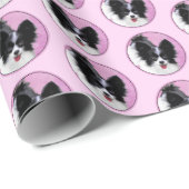 Papillon (wit en zwart) schilderen - Dog Art Cadeaupapier (Rol Hoek)