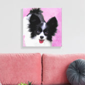 Papillon (wit en zwart) schilderen - Dog Art Canvas Afdruk (Insitu (Woonkamer))