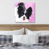 Papillon (wit en zwart) schilderen - Dog Art Canvas Afdruk (Insitu (Slaapkamer))