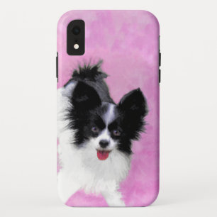 Papillon (wit en zwart) schilderen - Dog Art Case-Mate iPhone Case