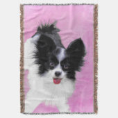 Papillon (wit en zwart) schilderen - Dog Art Deken (Voorkant Verticaal)