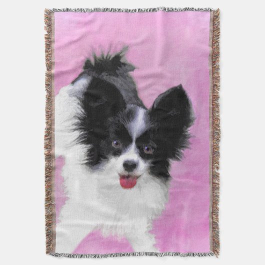 Papillon (wit en zwart) schilderen - Dog Art Deken (Voorkant Verticaal)