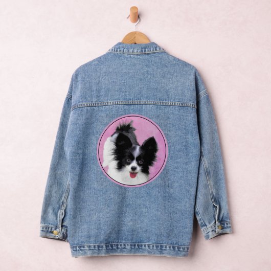 Papillon (wit en zwart) schilderen - Dog Art Denim Jacket (Hangar)