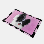 Papillon (wit en zwart) schilderen - Dog Art Deurmat (Schuin)