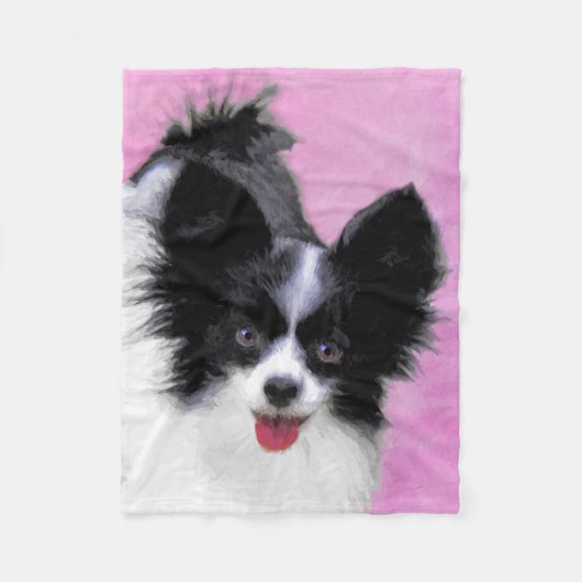 Papillon (wit en zwart) schilderen - Dog Art Fleece Deken (Voorkant)