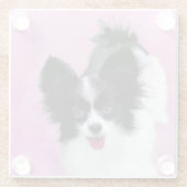 Papillon (wit en zwart) schilderen - Dog Art Glazen Onderzetter (Achterkant)