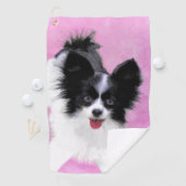 Papillon (wit en zwart) schilderen - Dog Art Golfhanddoek (Insitu)