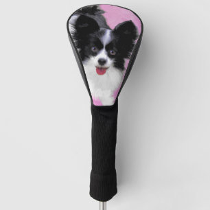 Papillon (wit en zwart) schilderen - Dog Art Golfheadcover