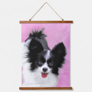 Papillon (wit en zwart) schilderen - Dog Art Hangend Wandkleed