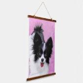 Papillon (wit en zwart) schilderen - Dog Art Hangend Wandkleed (Gebogen)