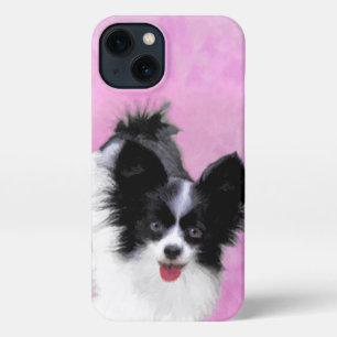 Papillon (wit en zwart) schilderen - Dog Art iPhone 13 Hoesje