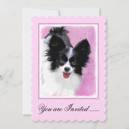 Papillon (wit en zwart) schilderen - Dog Art Kaart (Voorkant)