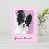 Papillon (wit en zwart) schilderen - Dog Art Kaart (Staand voorkant)