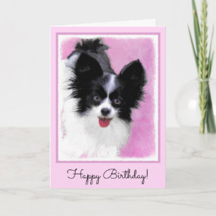 Papillon (wit en zwart) schilderen - Dog Art Kaart