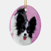 Papillon (wit en zwart) schilderen - Dog Art Keramisch Ornament (Rechts)