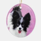 Papillon (wit en zwart) schilderen - Dog Art Keramisch Ornament (Links)