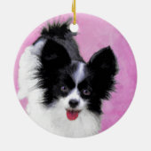 Papillon (wit en zwart) schilderen - Dog Art Keramisch Ornament (Achterkant)