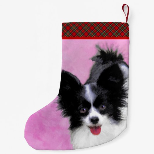 Papillon (wit en zwart) schilderen - Dog Art Kleine Kerstsok (Achterkant)