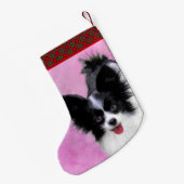 Papillon (wit en zwart) schilderen - Dog Art Kleine Kerstsok (Achterkant (Hangend))