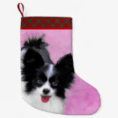 Papillon (wit en zwart) schilderen - Dog Art Kleine Kerstsok (Voorkant)