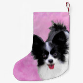 Papillon (wit en zwart) schilderen - Dog Art Kleine Kerstsok (Achterkant)
