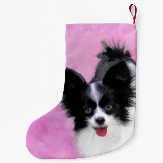 Papillon (wit en zwart) schilderen - Dog Art Kleine Kerstsok (Achterkant)