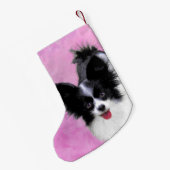 Papillon (wit en zwart) schilderen - Dog Art Kleine Kerstsok (Achterkant (Hangend))