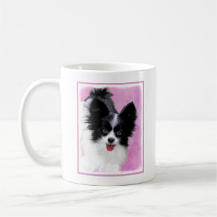 Papillon (wit en zwart) schilderen - Dog Art Koffiemok