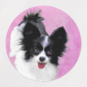 Papillon (wit en zwart) schilderen - Dog Art Labels (Design 2)