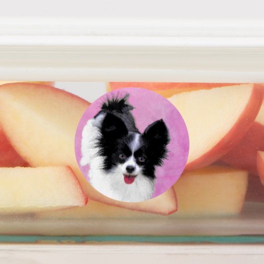 Papillon (wit en zwart) schilderen - Dog Art Labels (Aangebracht)