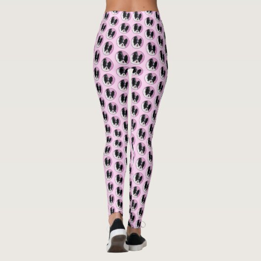 Papillon (wit en zwart) schilderen - Dog Art Leggings (Achterkant)